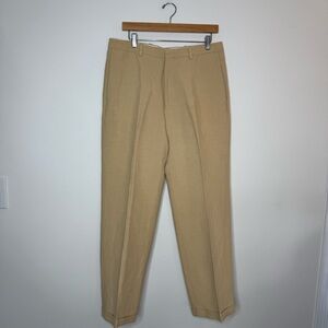 Vintage Donna Karan Made in Italy Linen Cotton Khaki Trouser size 34